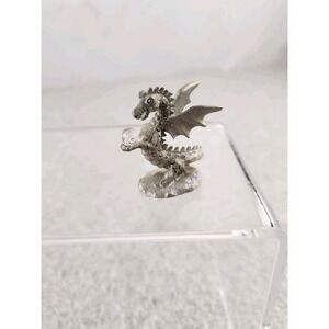 Vintage Spoontiques Pewter CMR881 Winged Dragon Crystal Ball Iridescent Sparkle